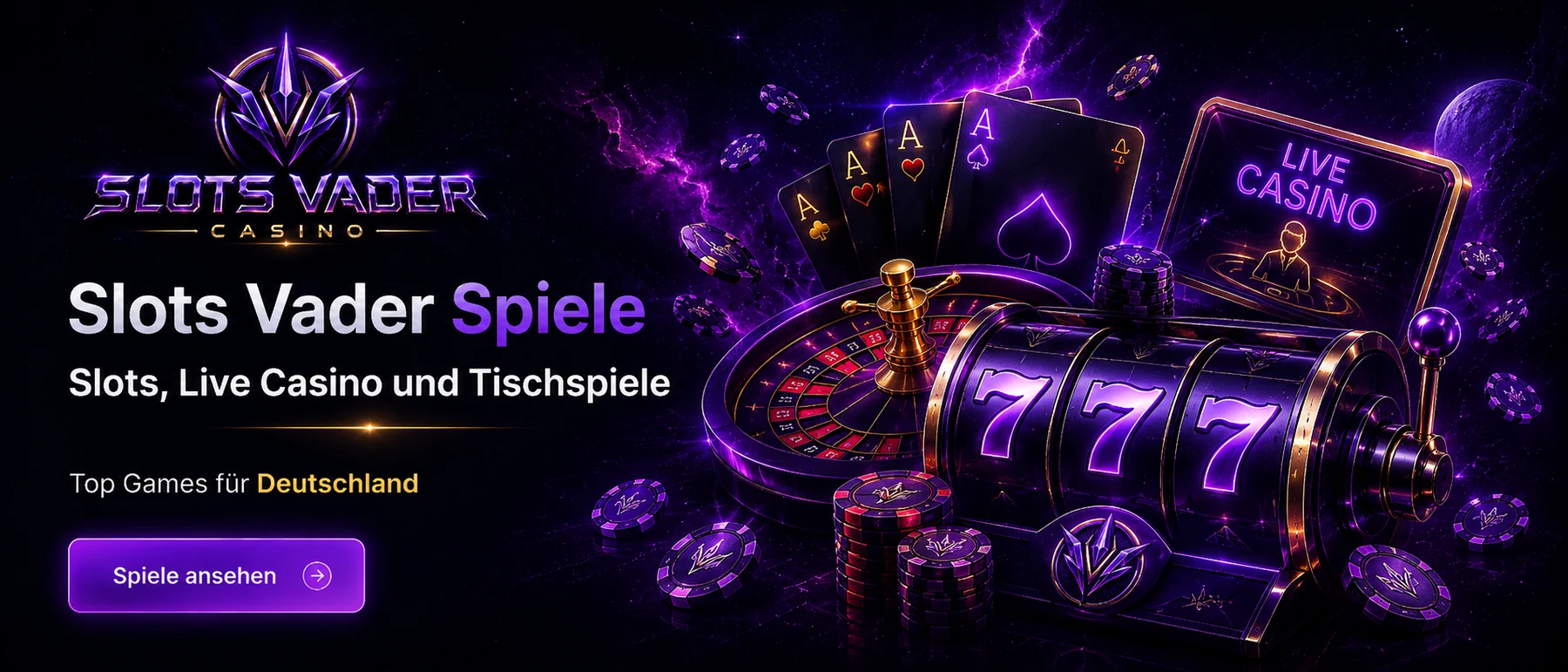 Slots Vader Spiele mit Slots Live Casino und Tischspielen
